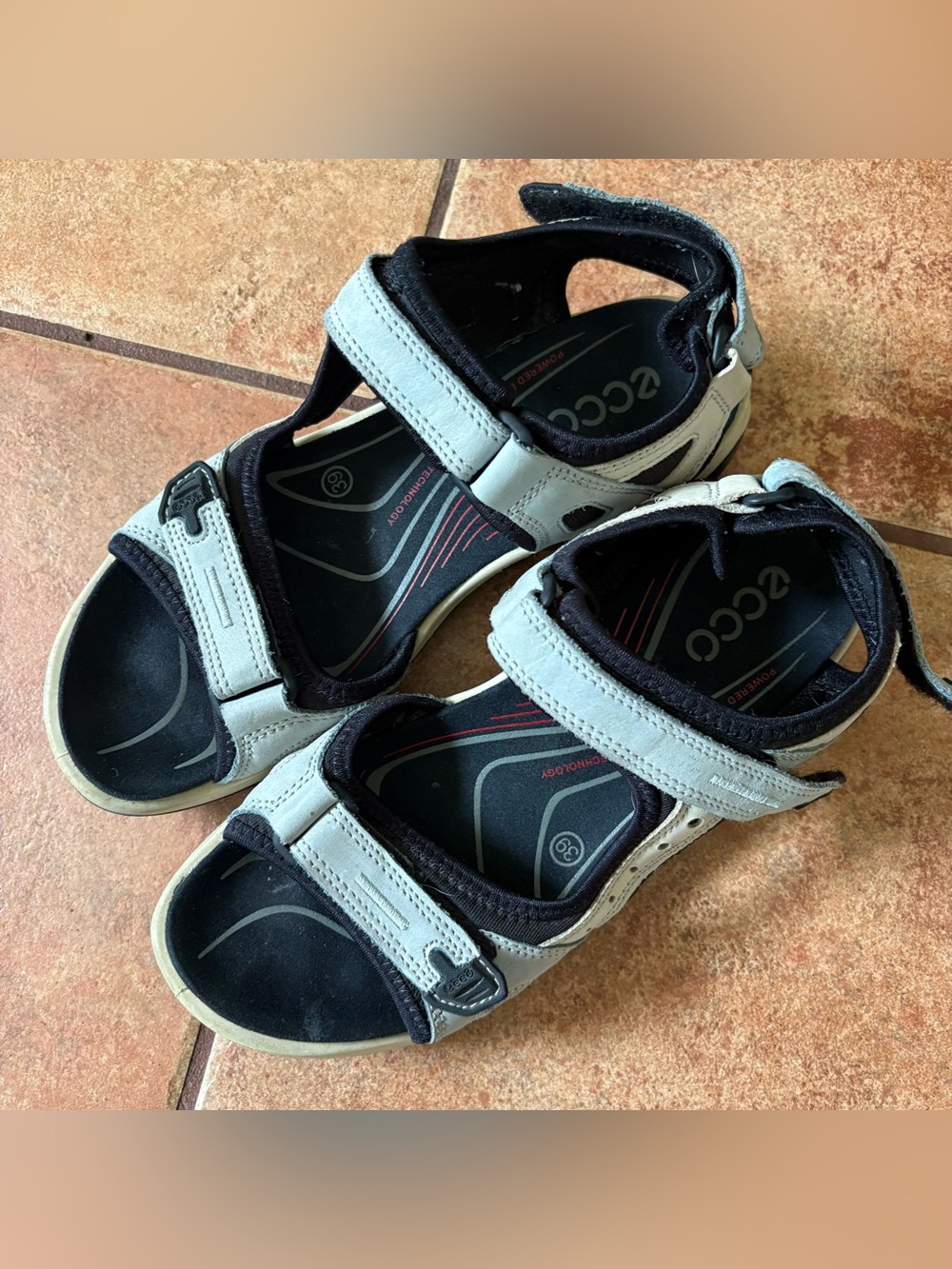 Ecco Offroad Yucatán Womens Sandals Size 39 (8 US) Light Blue/slate Color